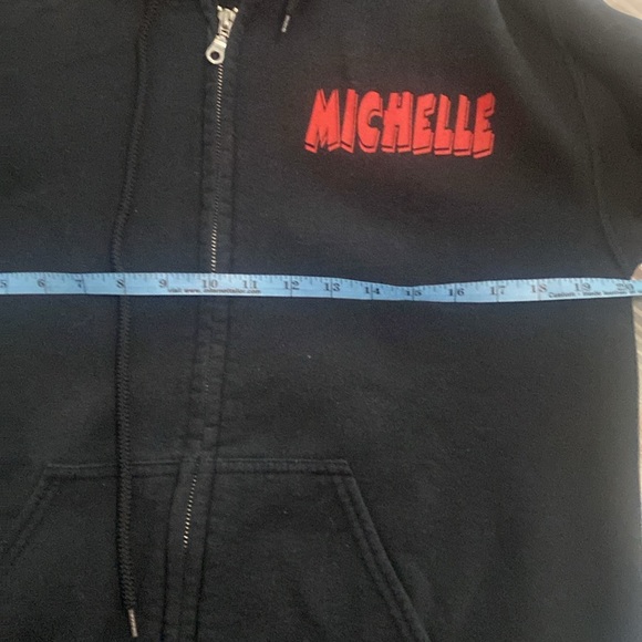 Black zip pocket sweatshirt. Michelle on front Comic book men graphic on back. M - Picture 6 of 8